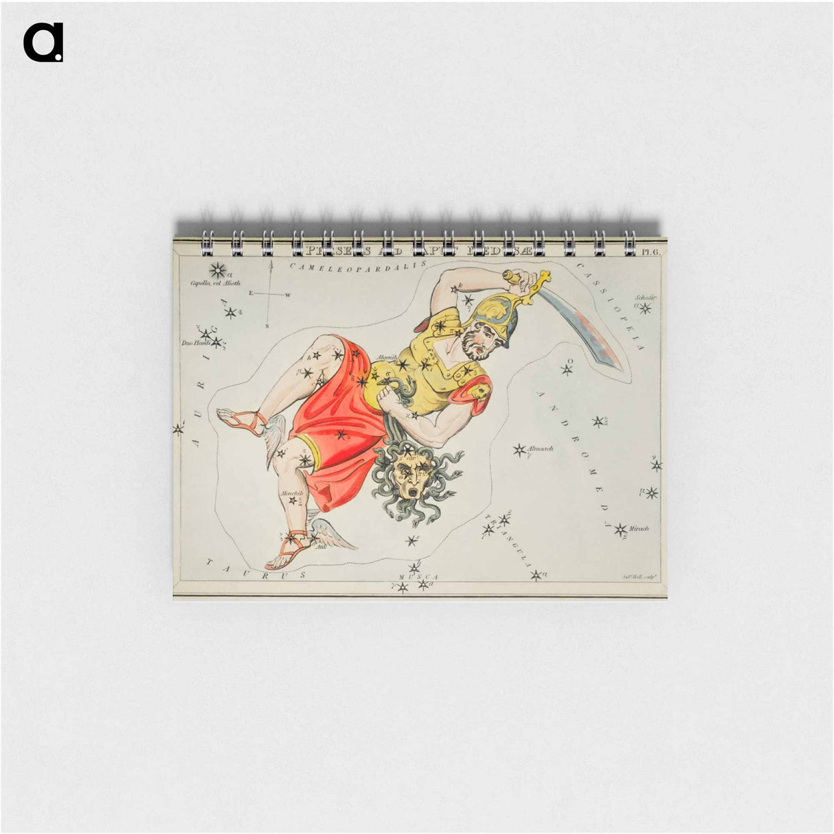 Sidney Hall’s astronomical chart illustration of the Perseus and the Caput Medusae - アンティーク地図 Memo.