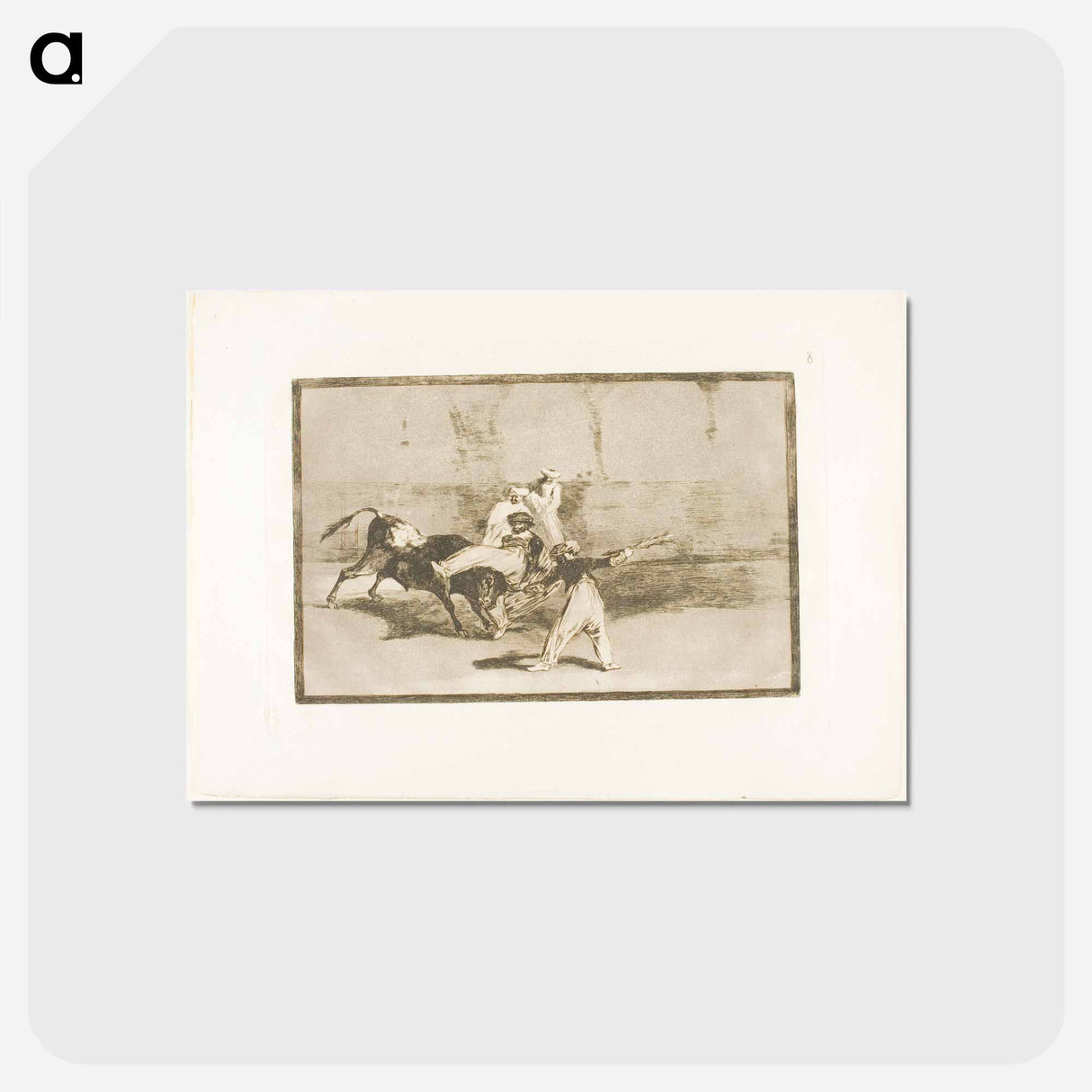 アートポストカード-A Moor Caught by the Bull in the Ring - フランシスコ デ ゴヤ Postcard.