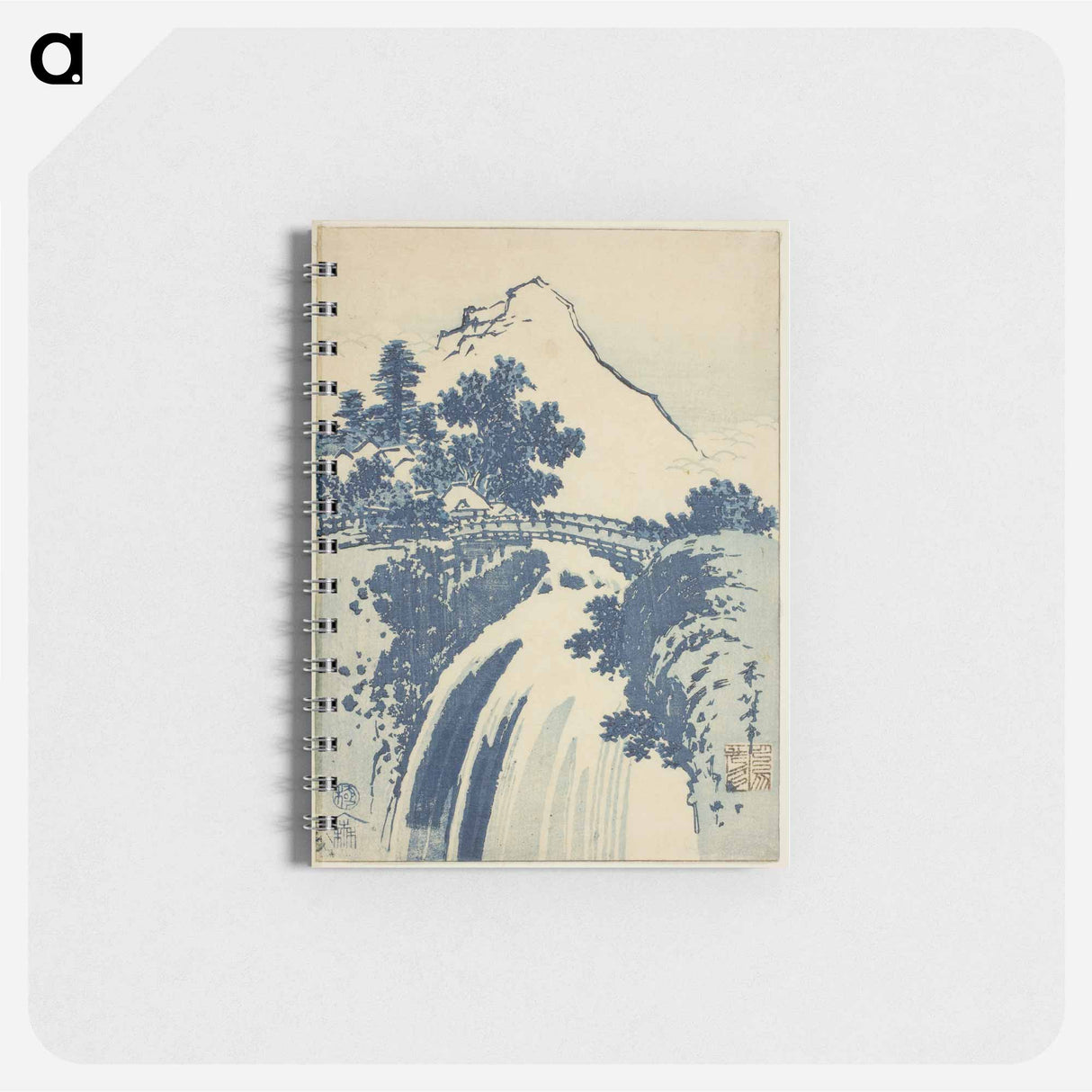 Katsushika Hokusai's landscape with waterfall - 葛飾 北斎 Memo.
