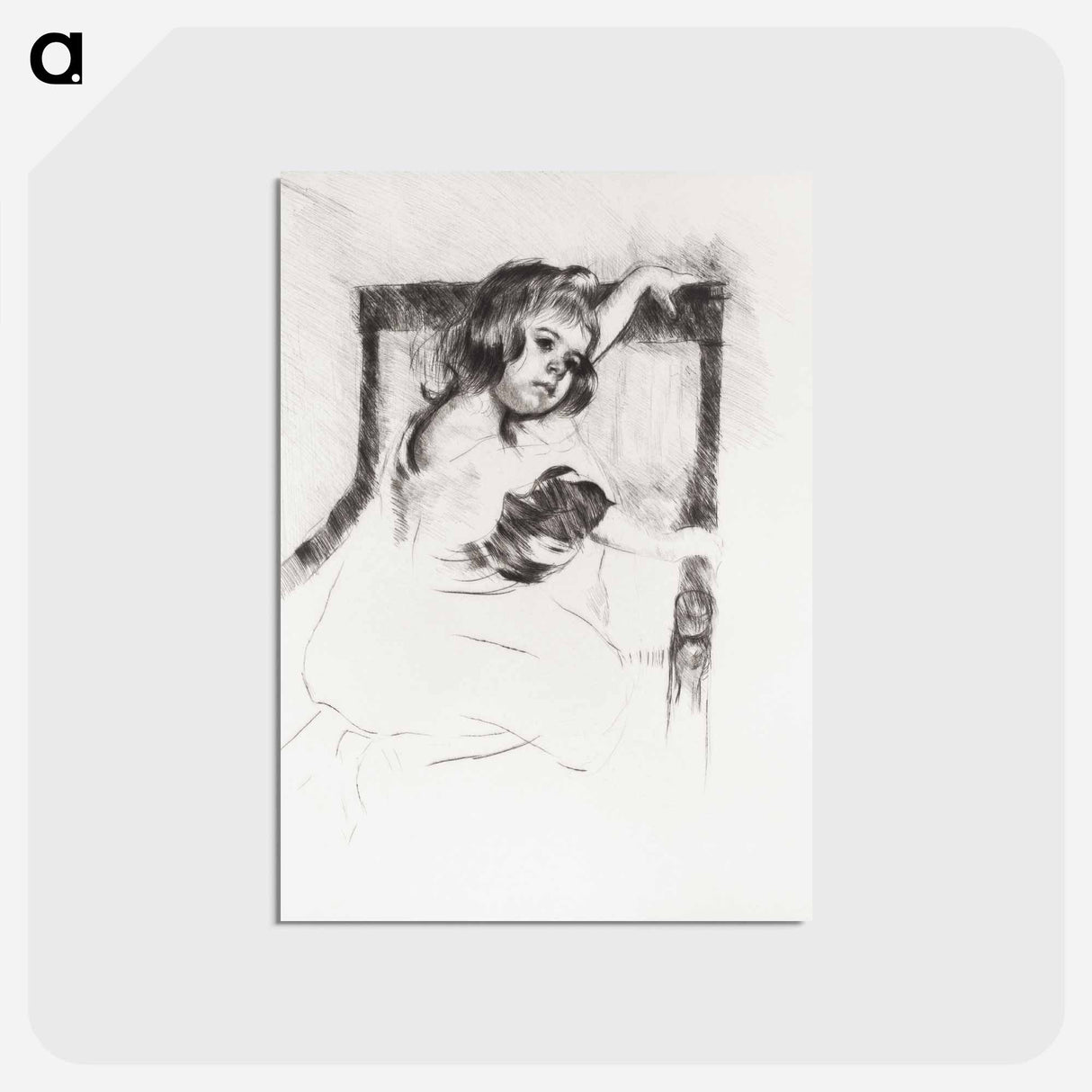 アートポストカード-Margot, Resting Arms on Back of Armchair - メアリー カサット Postcard.