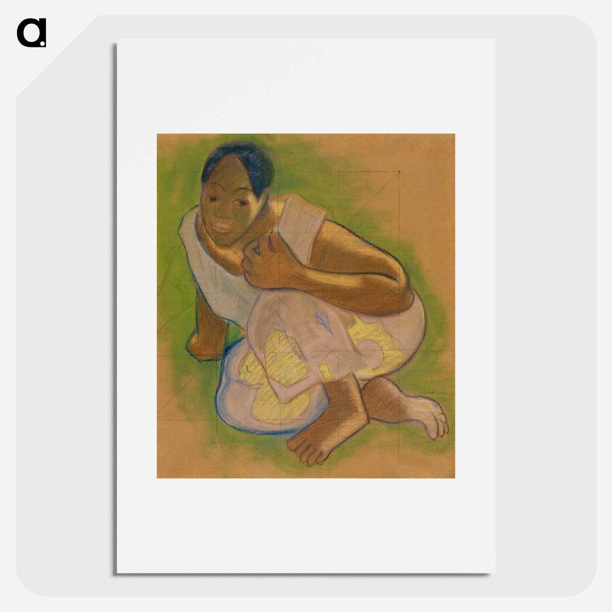 Crouching Tahitian Woman - Paul Gauguin Poster.