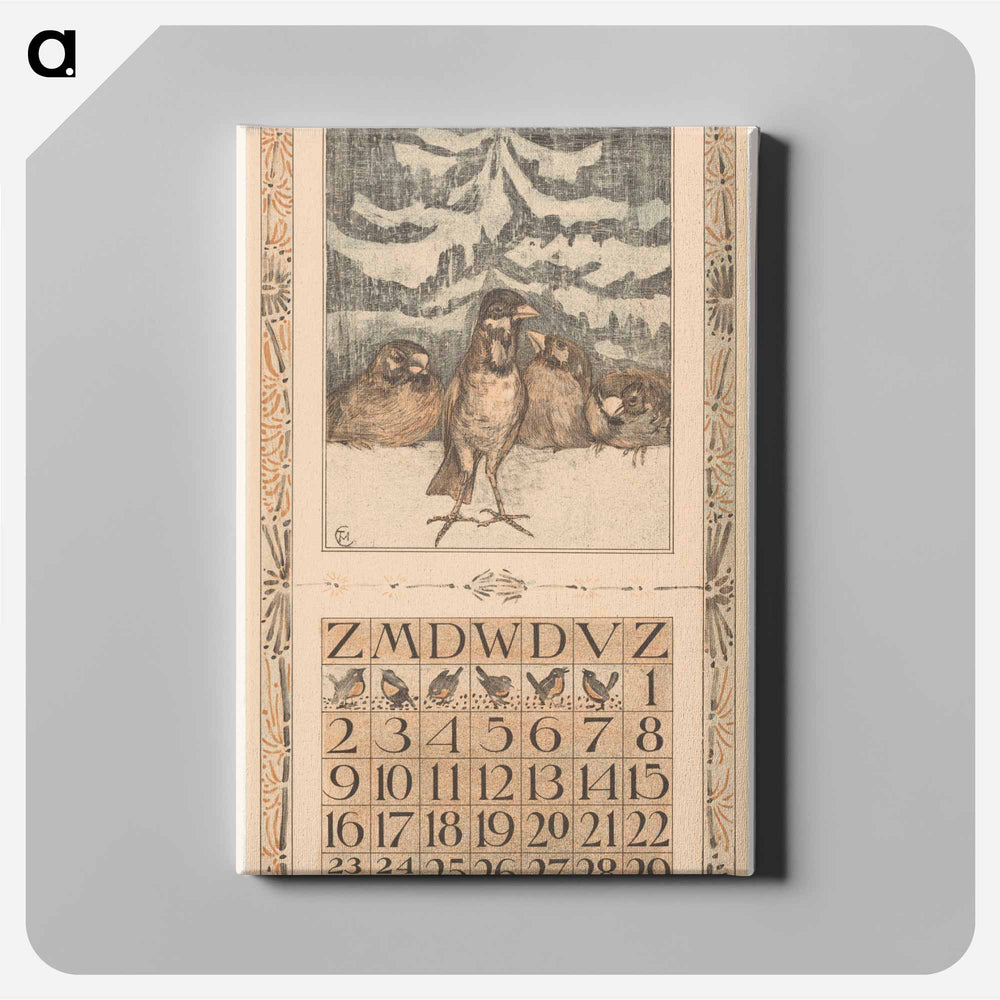 Calendar 2012 met mussen in de sneeuw - Theo van Hoytema Canvas.