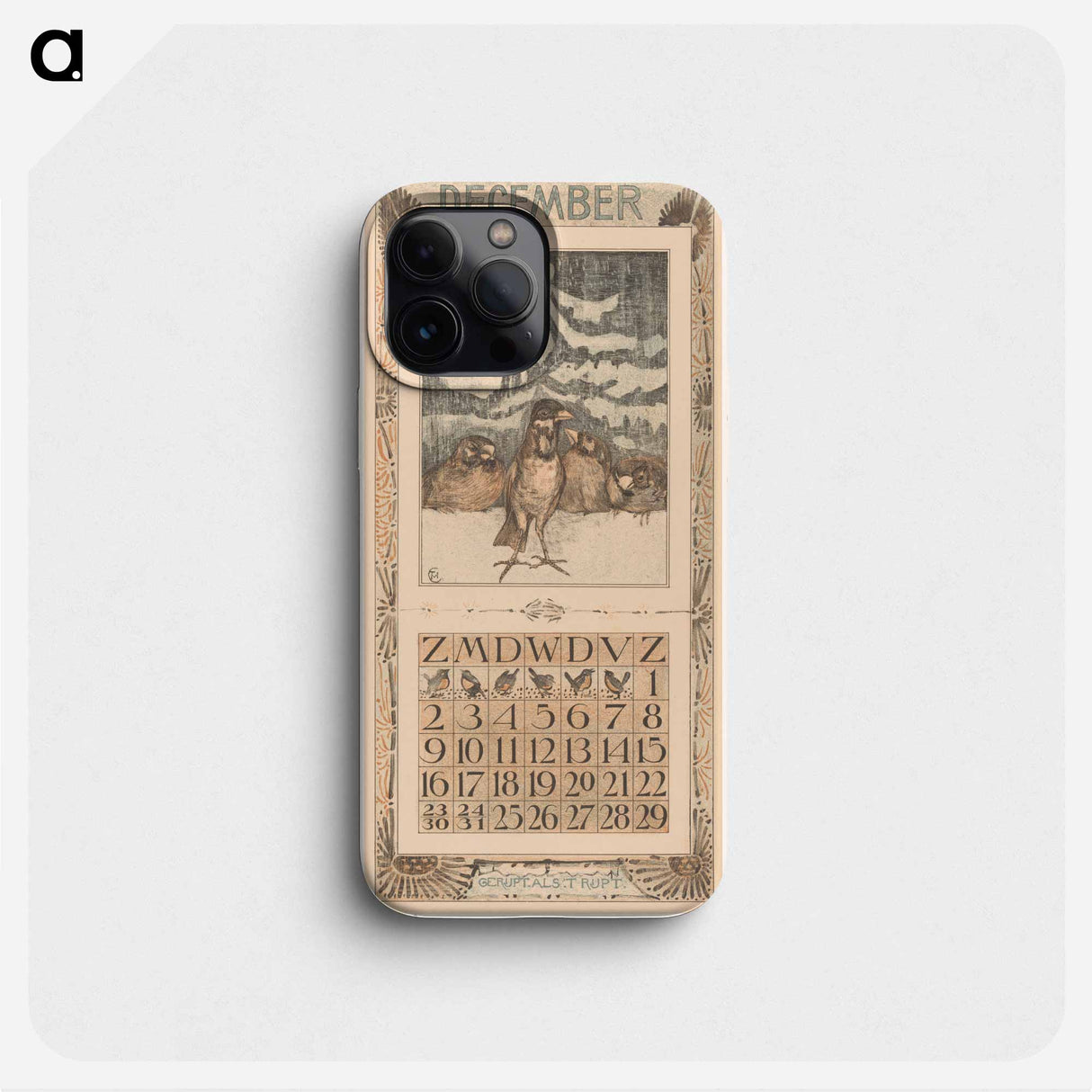 Calendar December met mussen in de sneeuw - Theo van Hoytema Phone Case.