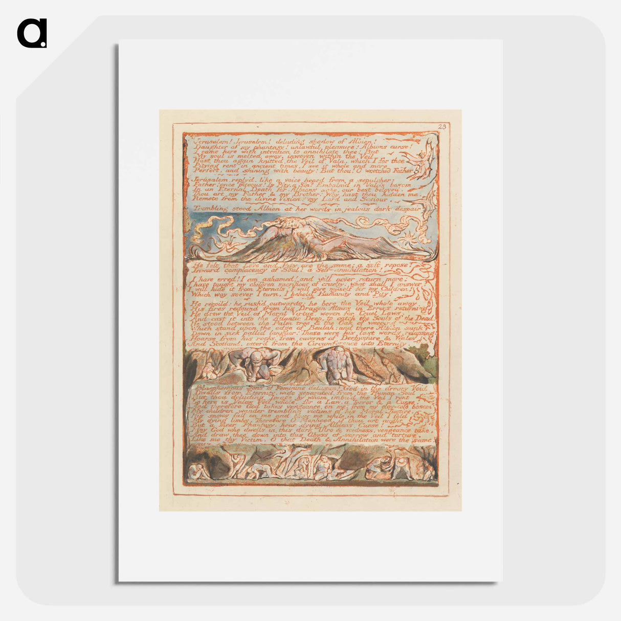 Jerusalem, Plate 23 - William Blake Poster.