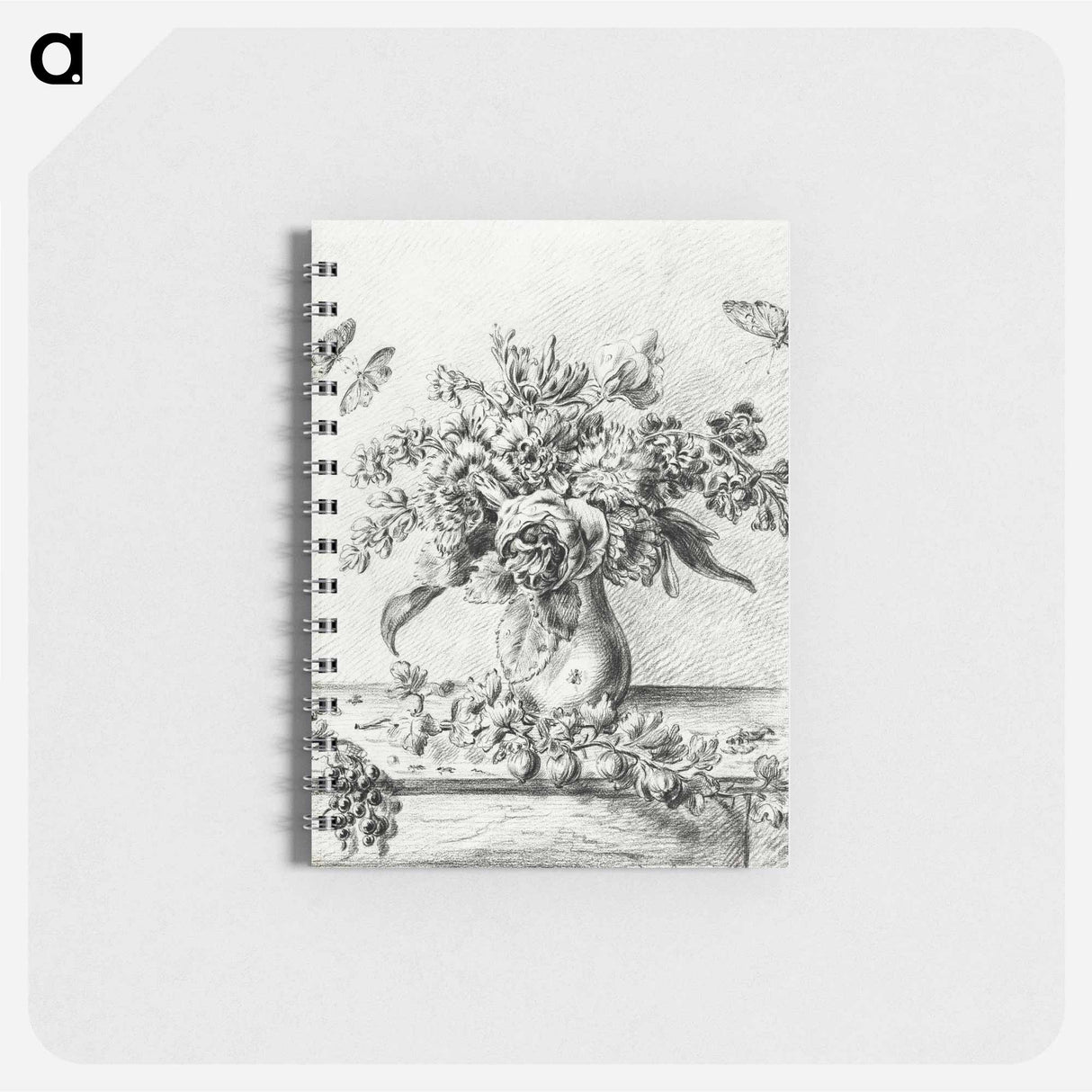 Still life with flower arrangement, fruits and insects - ジャン ベルナール Memo.