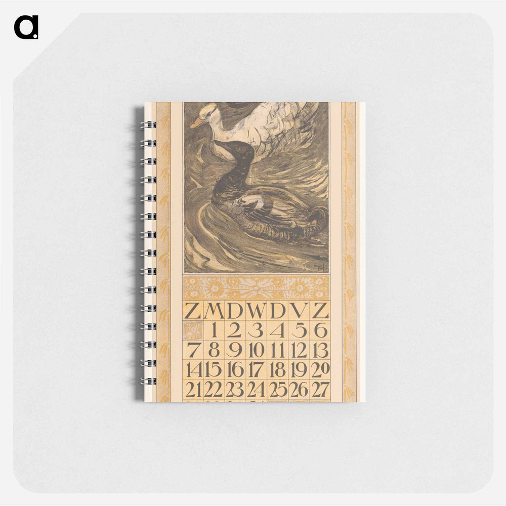 Kalenderblad maart met een zwarte en een witte eend - テオ ヴァン ホイテマ Memo.