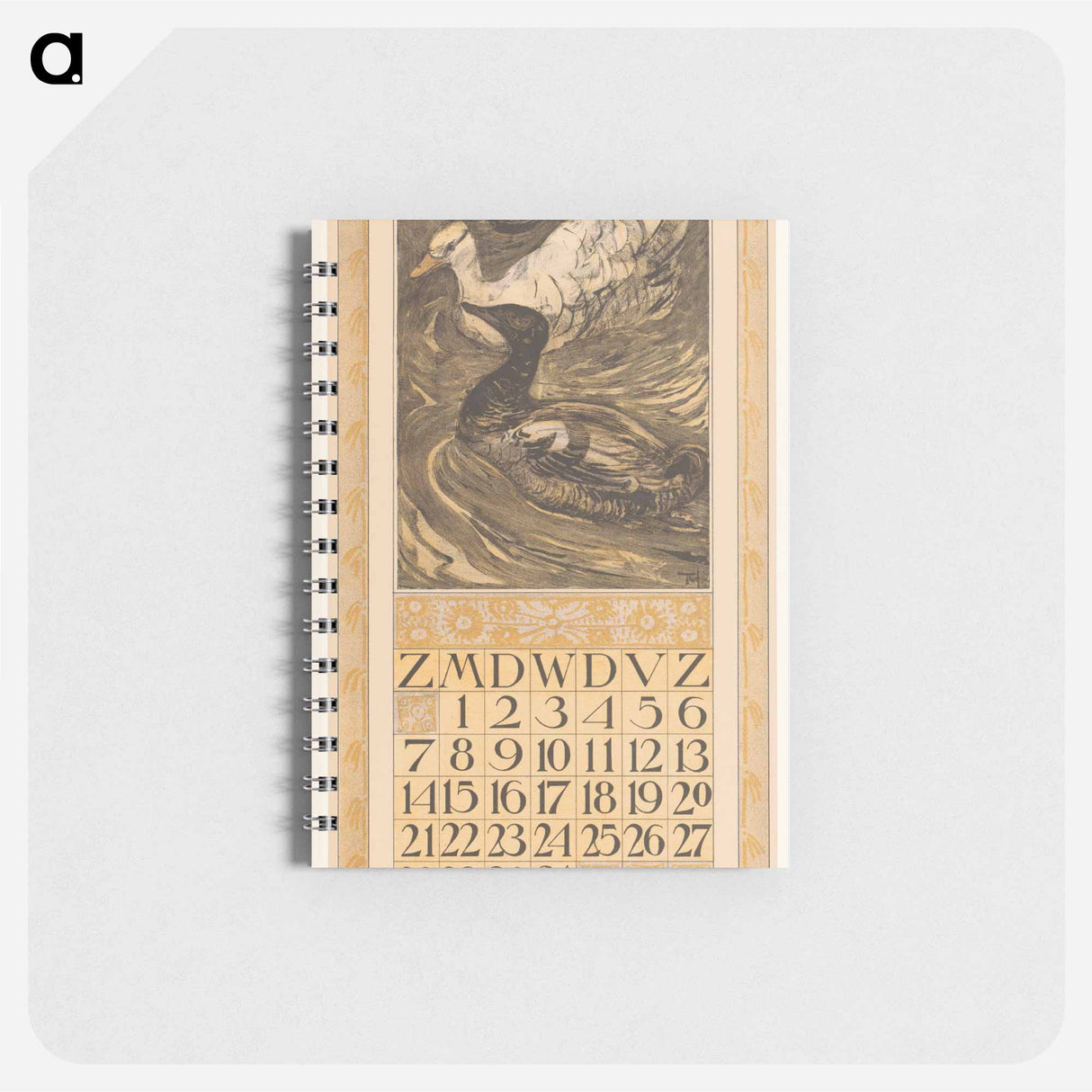 Kalenderblad maart met een zwarte en een witte eend - テオ ヴァン ホイテマ Memo.