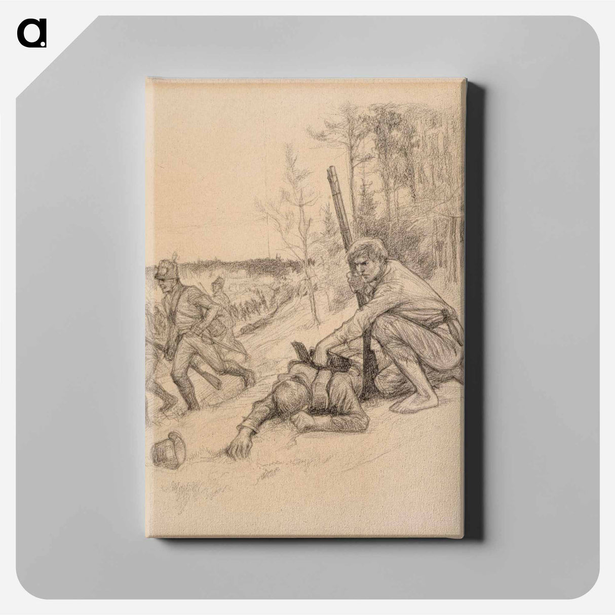 Taking the gun of a fallen soldier - アルバート エーデルフェルト Canvas.