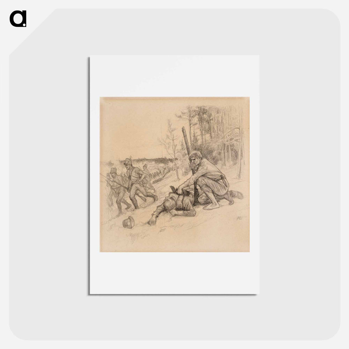 Taking the gun of a fallen soldier - アルバート エーデルフェルト Postcard.