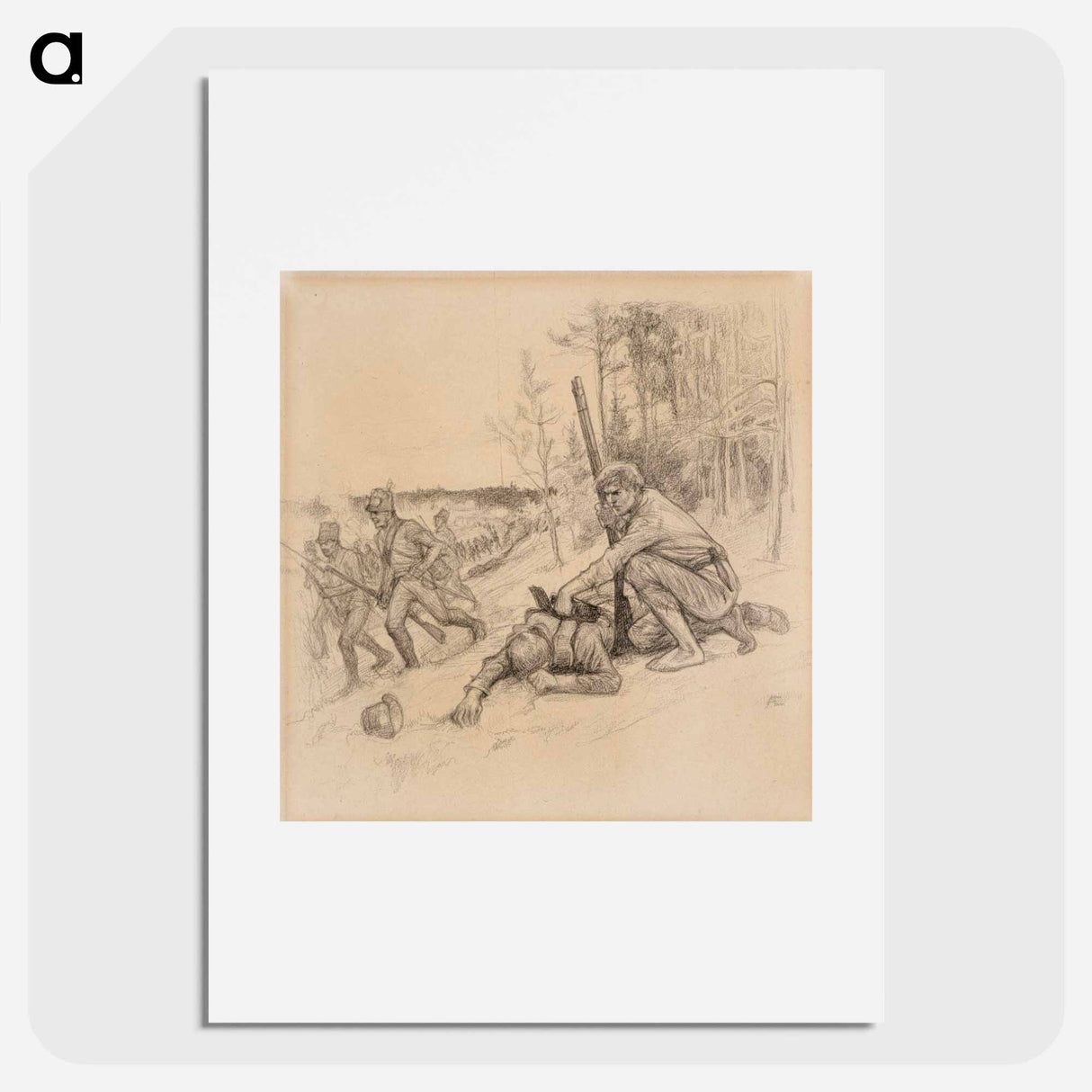 Taking the gun of a fallen soldier - アルバート エーデルフェルト Poster.