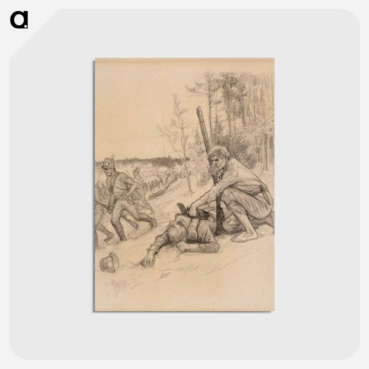 Taking the gun of a fallen soldier - アルバート エーデルフェルト Postcard.