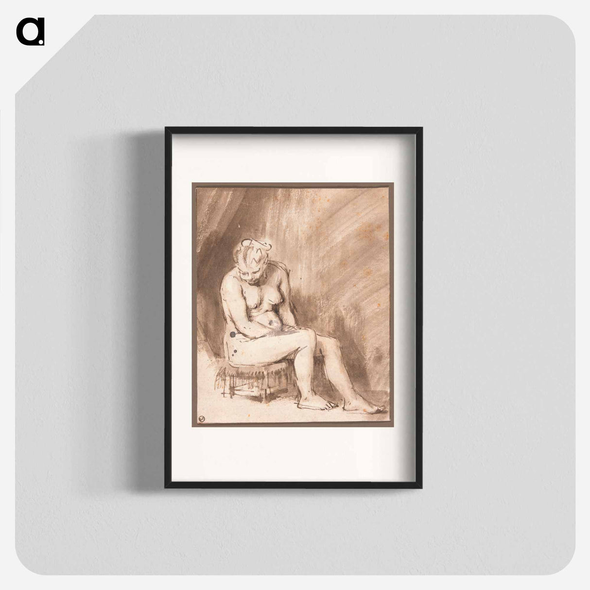 Seated Female Nude - レンブラント ファン レイン Poster.