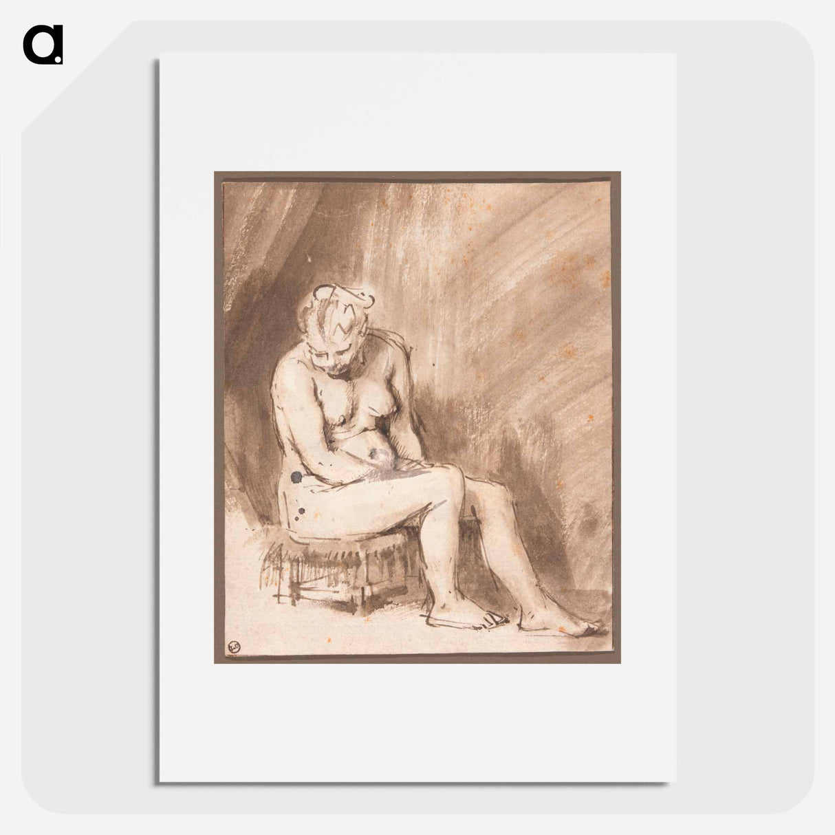 Seated Female Nude - レンブラント ファン レイン Poster.