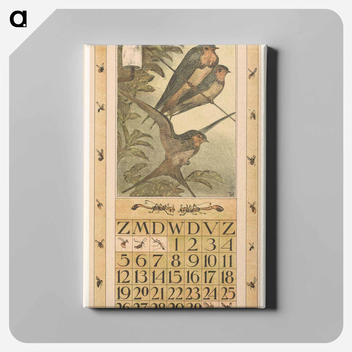 Calendar day with flowers - Theo van Hoytema Canvas.