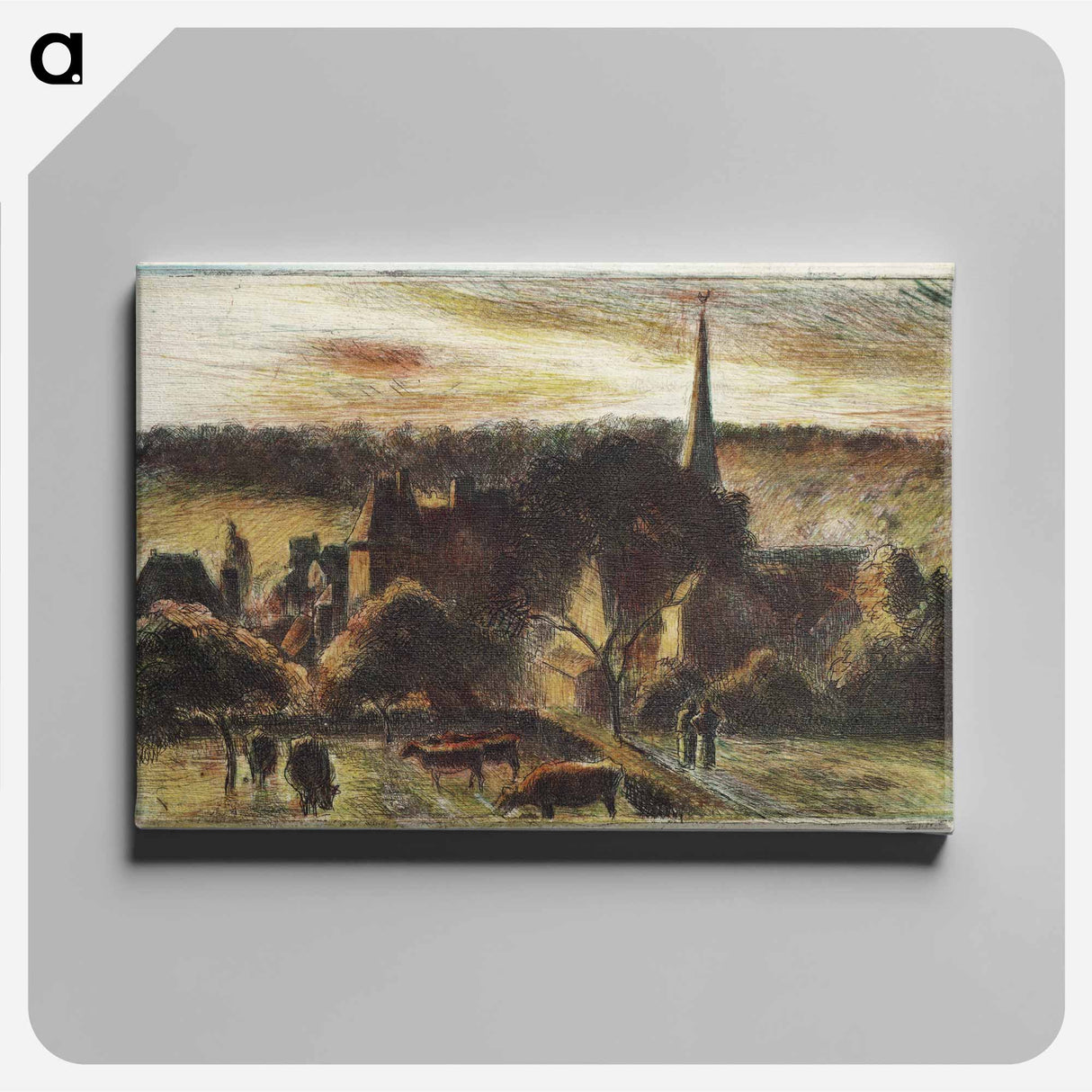 Church and Farm at Éragny - カミーユ ピサロ Canvas.