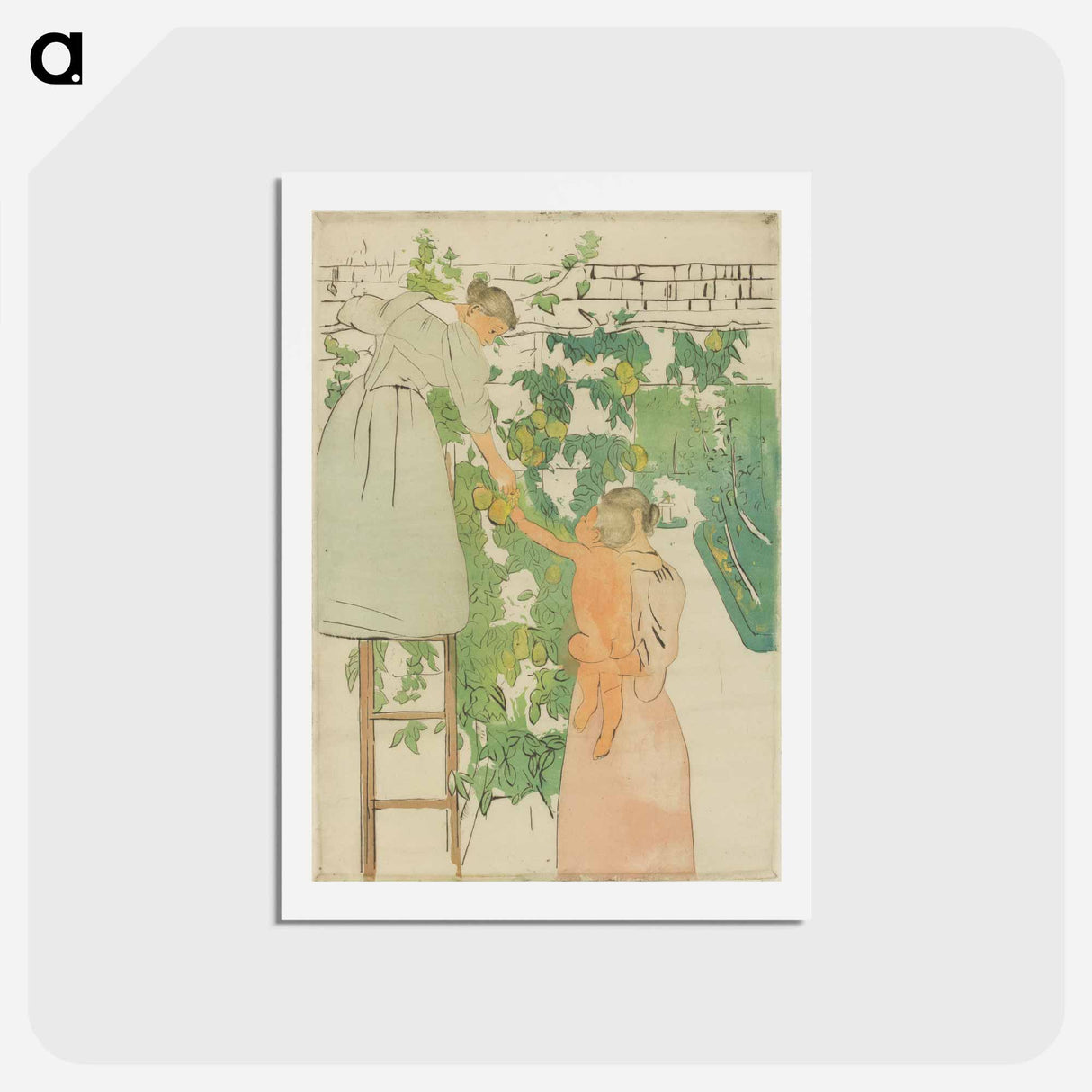アートポストカード-Gathering Fruit - メアリー カサット Postcard.