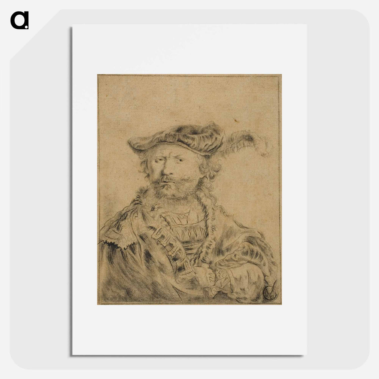 アートポスター-Rembrandt with a Plumed Hat - レンブラント ファン レイン Poster.