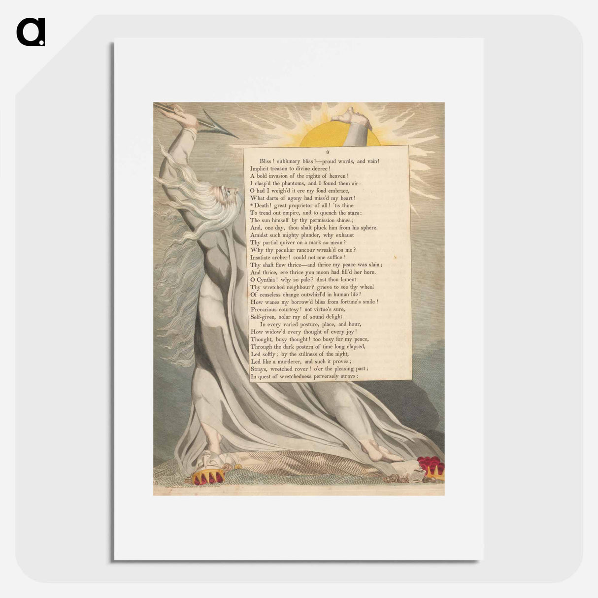 Young's Night Thoughts, Page 8, "Death! Great Proprietor of All!" - William Blake Poster.
