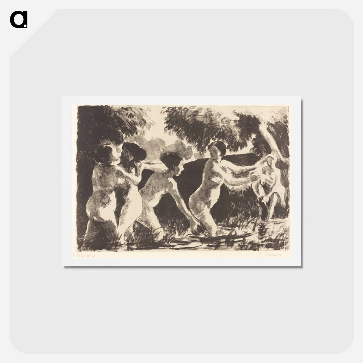 アートポストカード-Bathers Wrestling - カミーユ ピサロ Postcard.