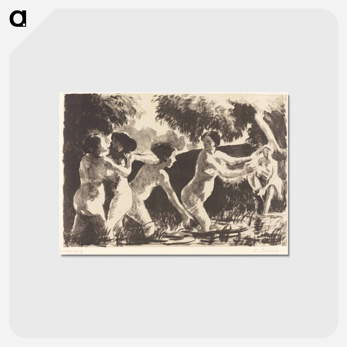 アートポストカード-Bathers Wrestling - カミーユ ピサロ Postcard.