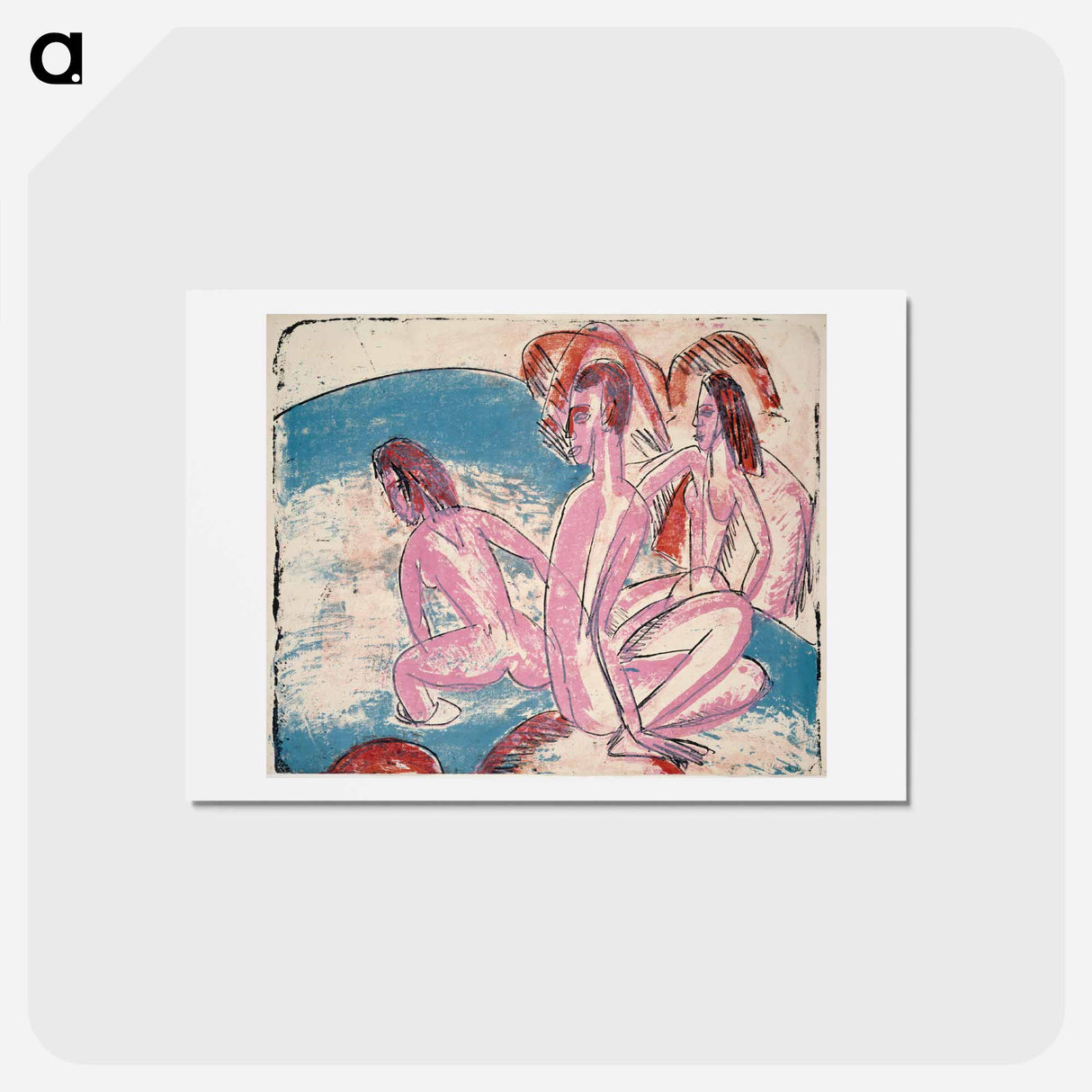 アートポストカード-Three Bathers by Stones - エルンスト ルートヴィヒ キルヒナー Postcard.