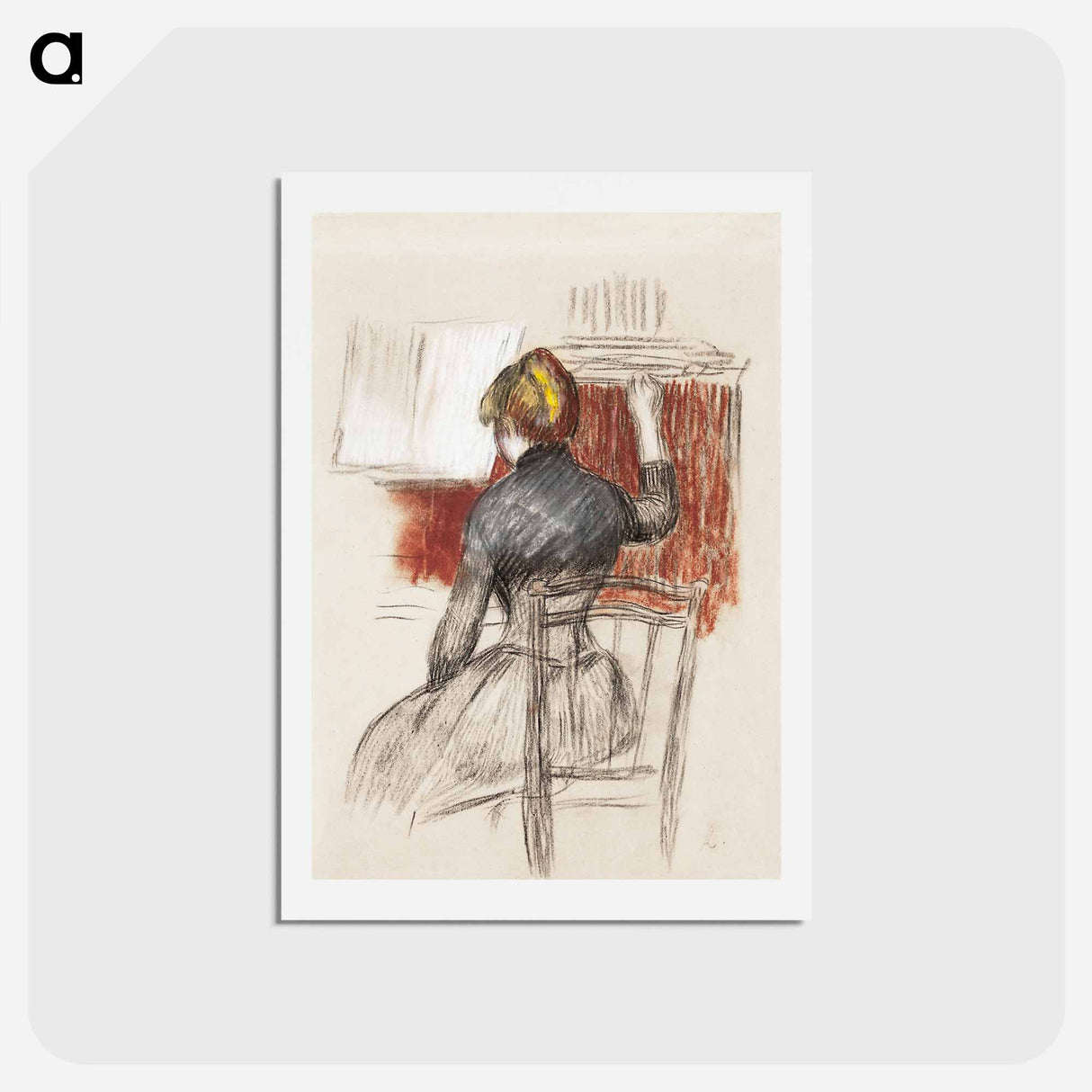 アートポストカード-Woman at a Piano - ピエール オーギュスト ルノワール Postcard.