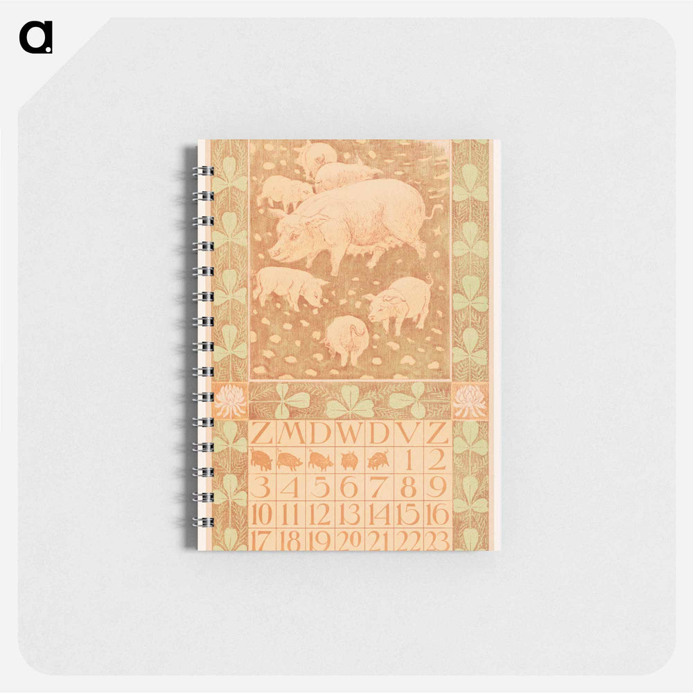 Kalenderblad april met varkens - テオ ヴァン ホイテマ Memo.