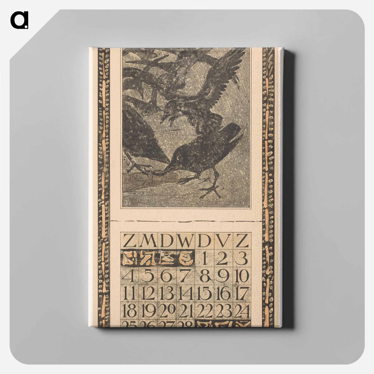 February calendar with flowers in the snow - Theo van Hoytema Canvas.