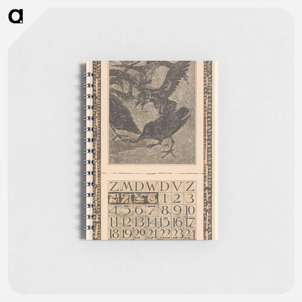 Kalenderblad februari met kraaien in de sneeuw - テオ ヴァン ホイテマ Memo.