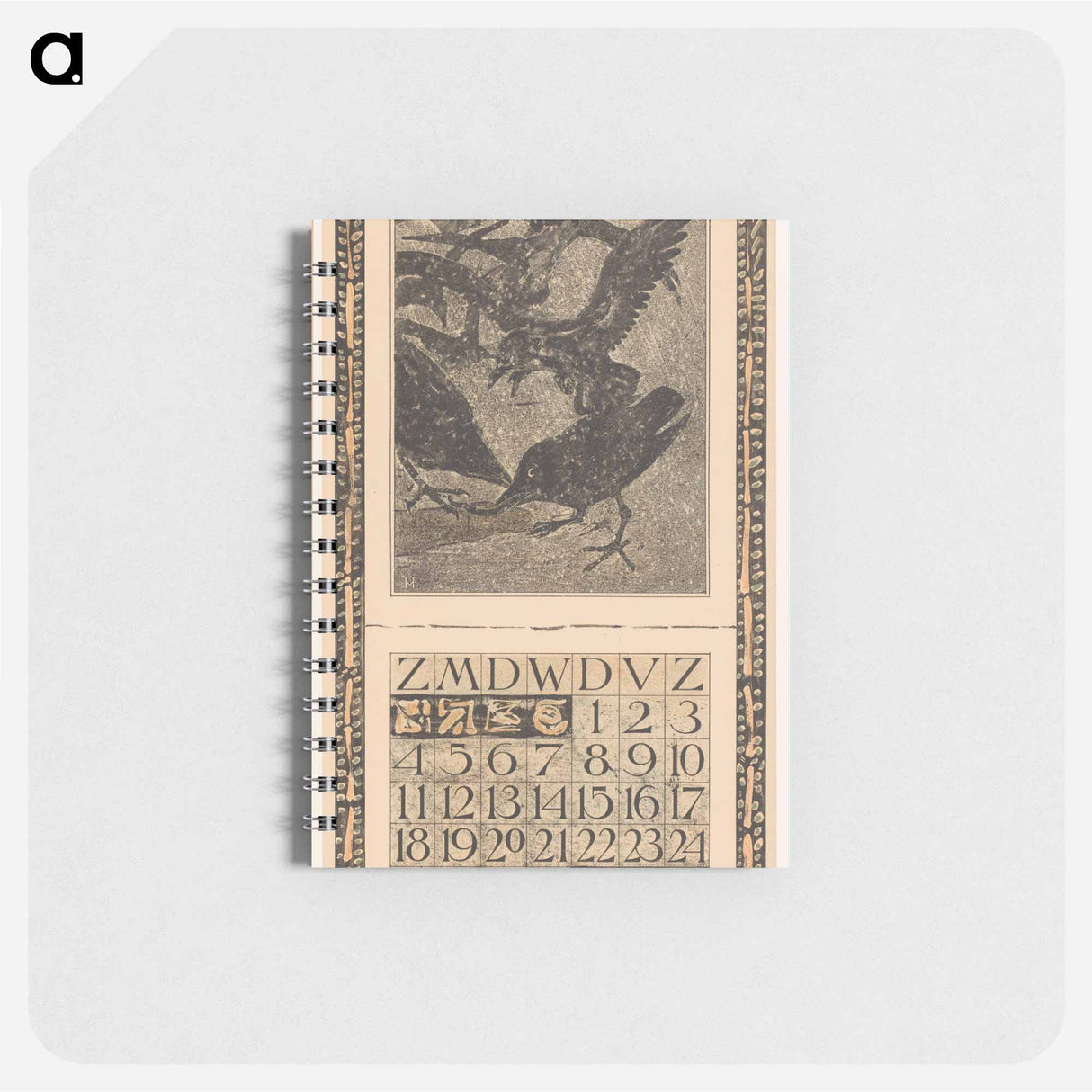 Kalenderblad februari met kraaien in de sneeuw - テオ ヴァン ホイテマ Memo.