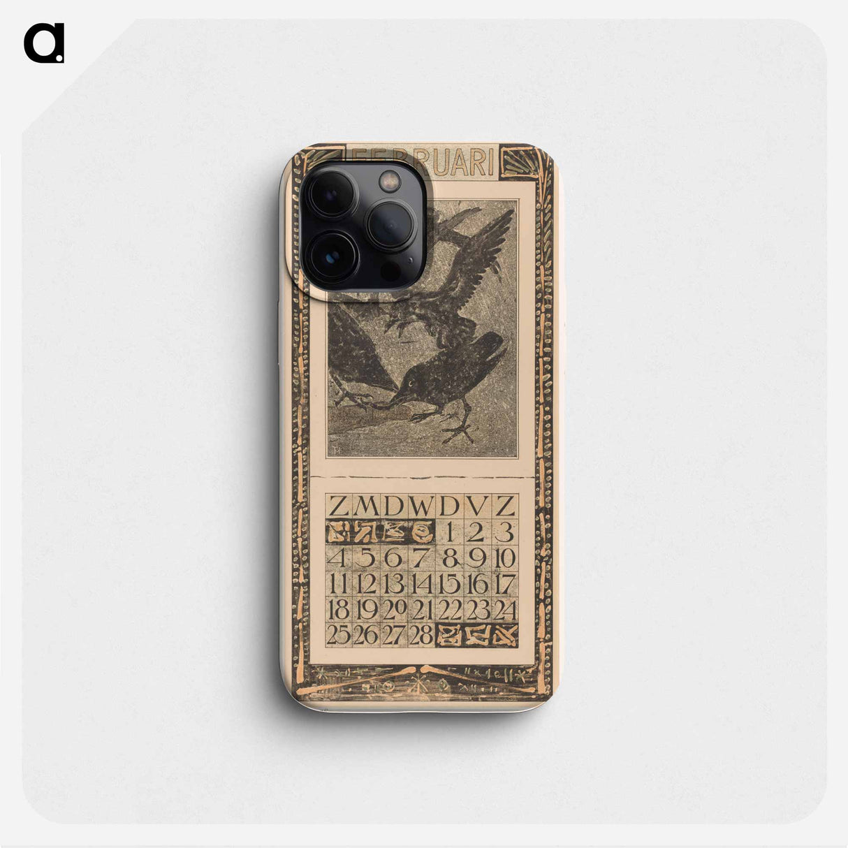 Calendar February with black in the snow - Theo van Hoytema Phone Case.