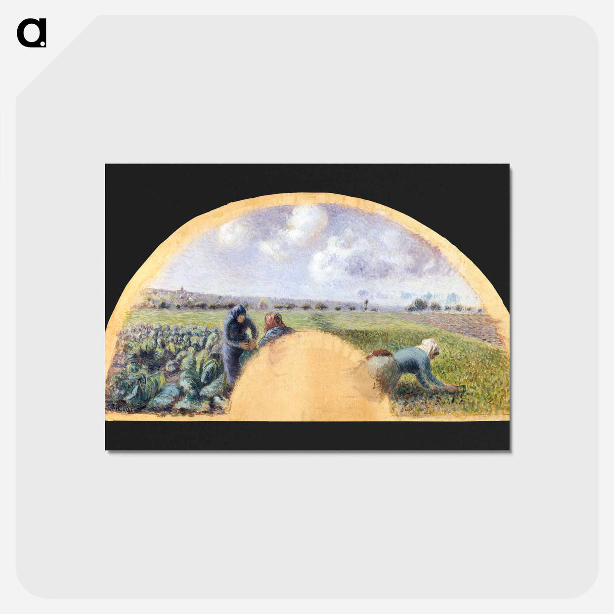 アートポストカード-Fan Mount: The Cabbage Gatherers - カミーユ ピサロ Postcard.