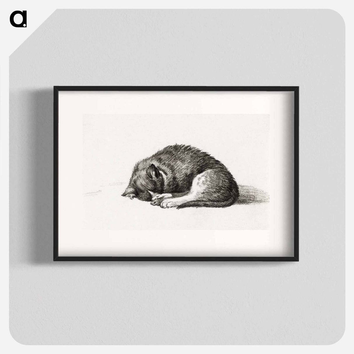 Rolled up lying sleeping cat - ジャン ベルナール Poster.