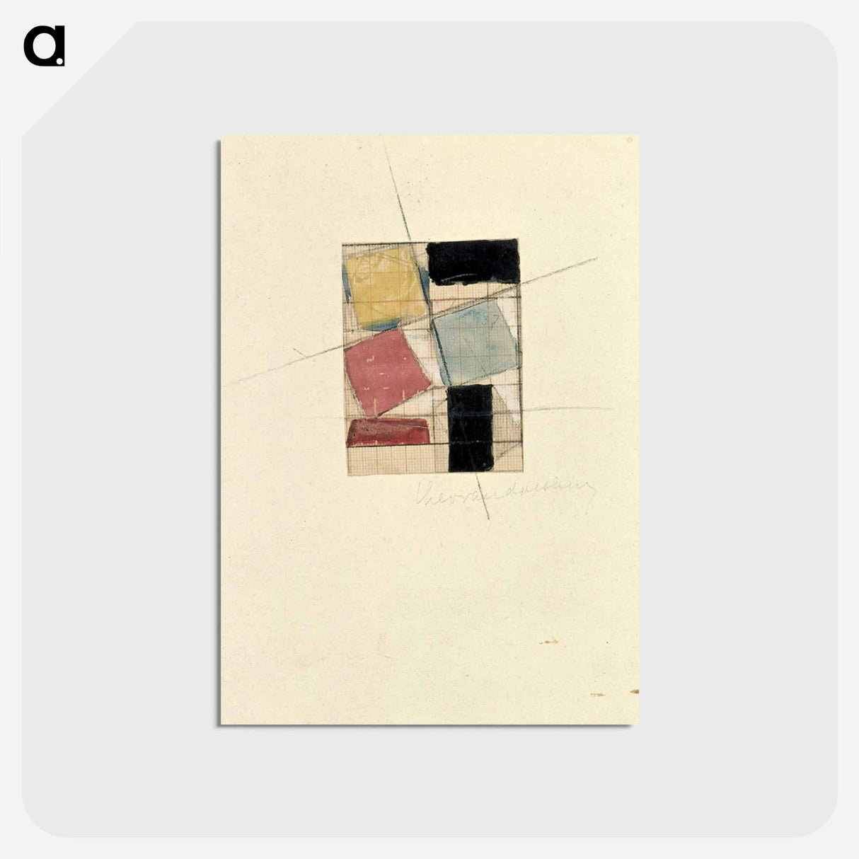 アートポストカード-Composition (Study) - テオ ファン ドゥースブルフ Postcard.