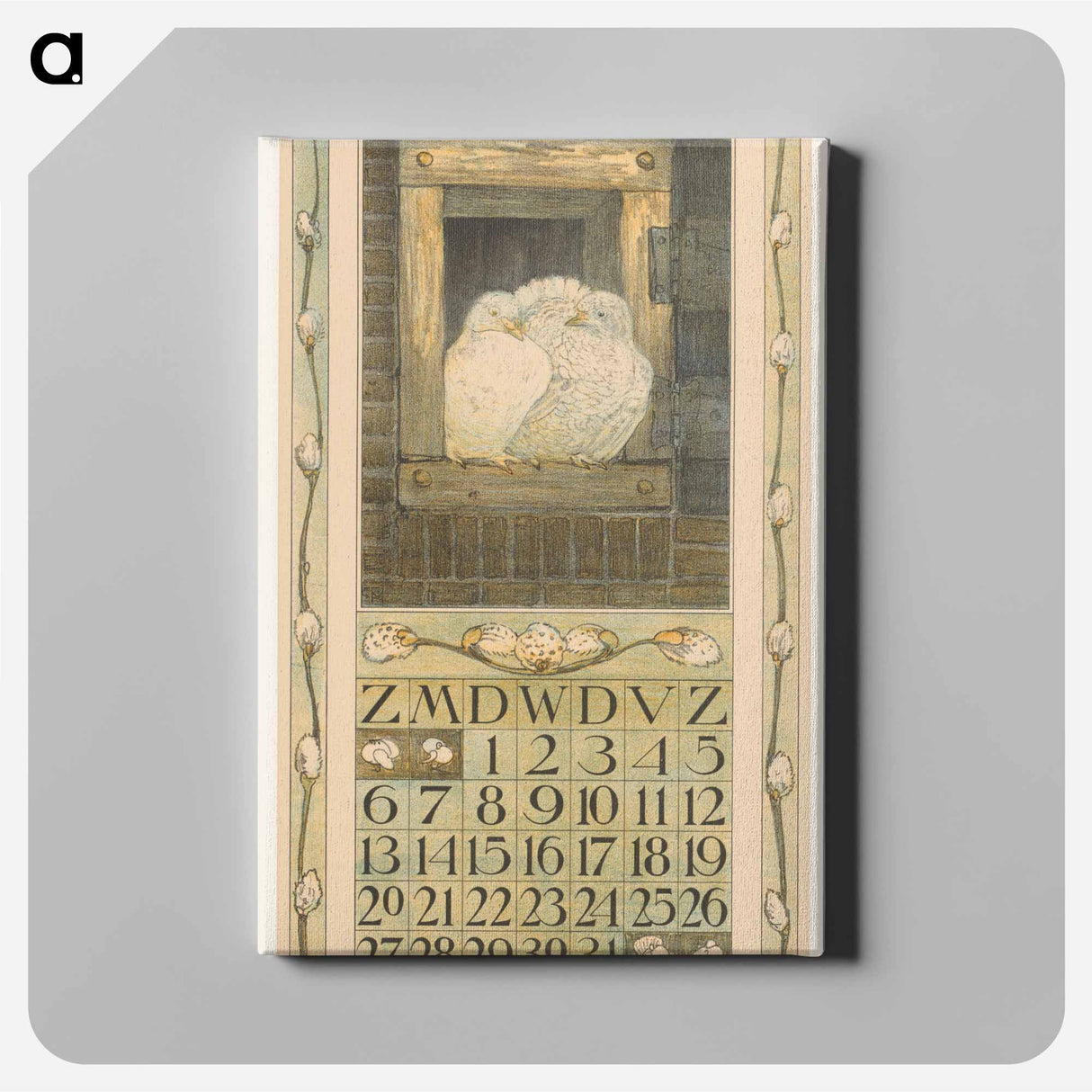 A calendar with flowers - Theo van Hoytema Canvas.