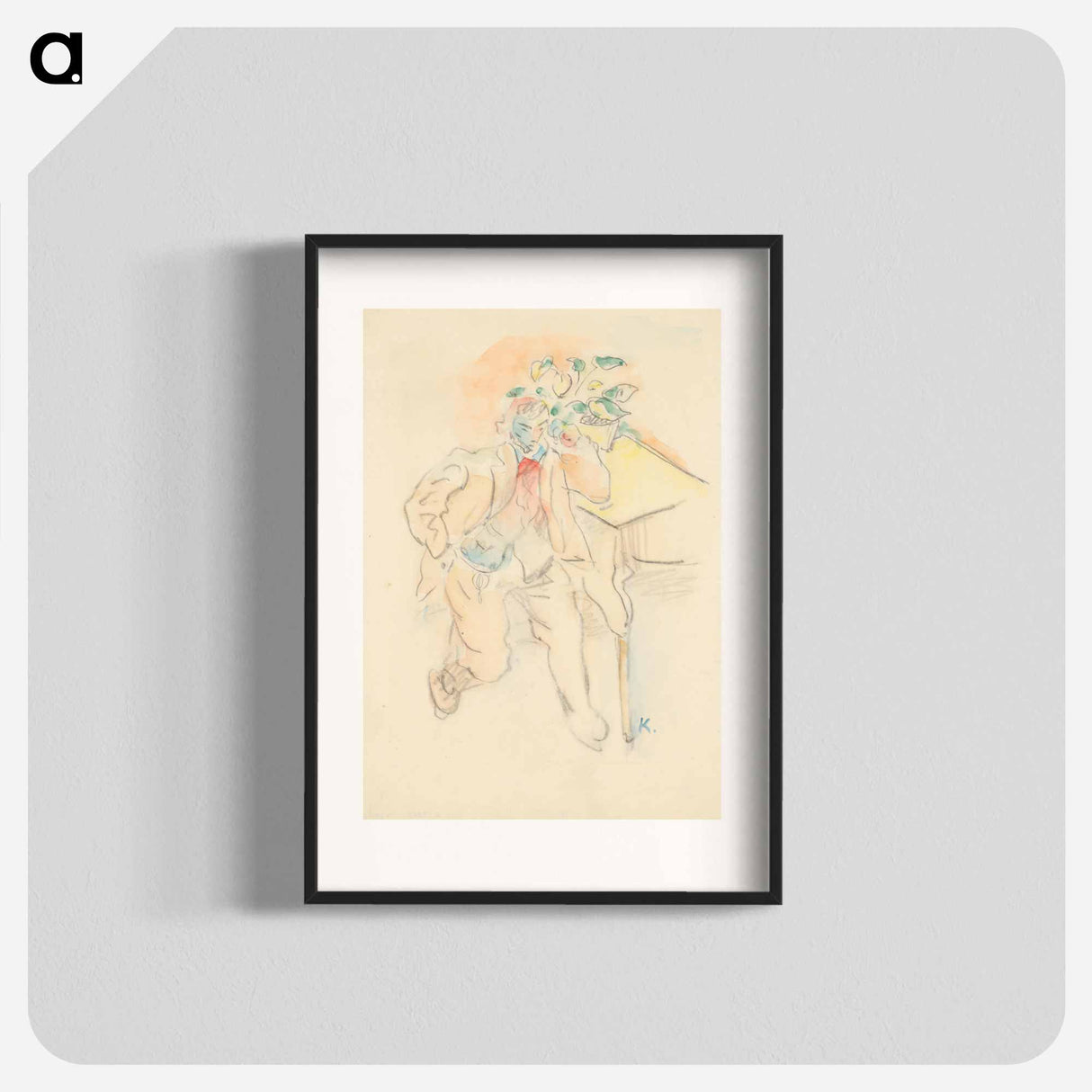 A man behind a table and flowers - アーノルド ピーター ワイズ クビンチャン Poster.