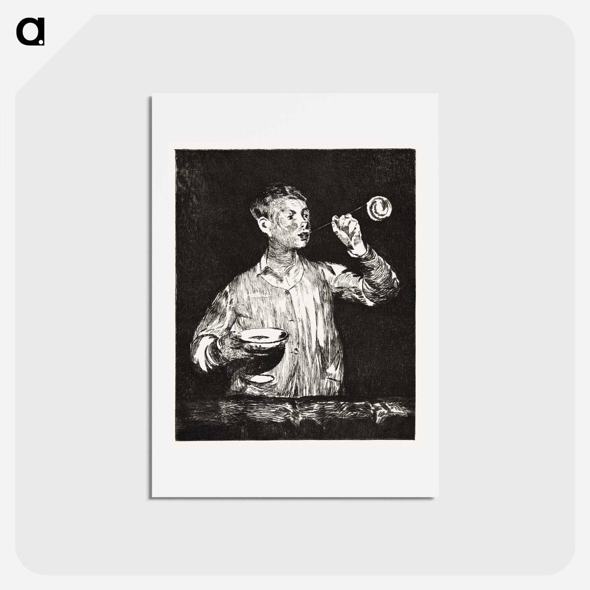 アートポストカード-Boy Blowing Soap Bubbles - エドゥアール マネ Postcard.