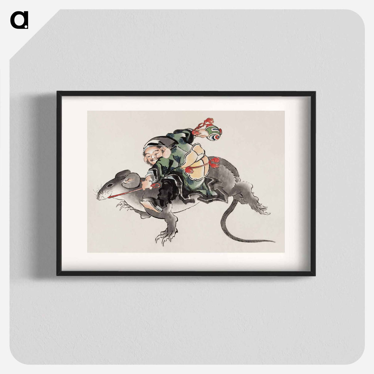 Japanese Daikokuten riding a large rat - 葛飾 北斎 Poster.