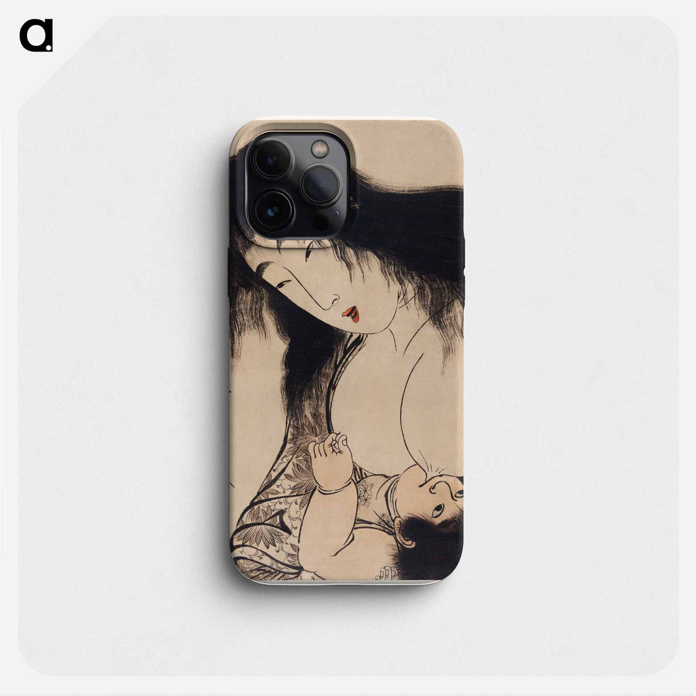 Yamauba no Chichi o Suh Kintaro - 喜多川 歌麿 Phone Case.