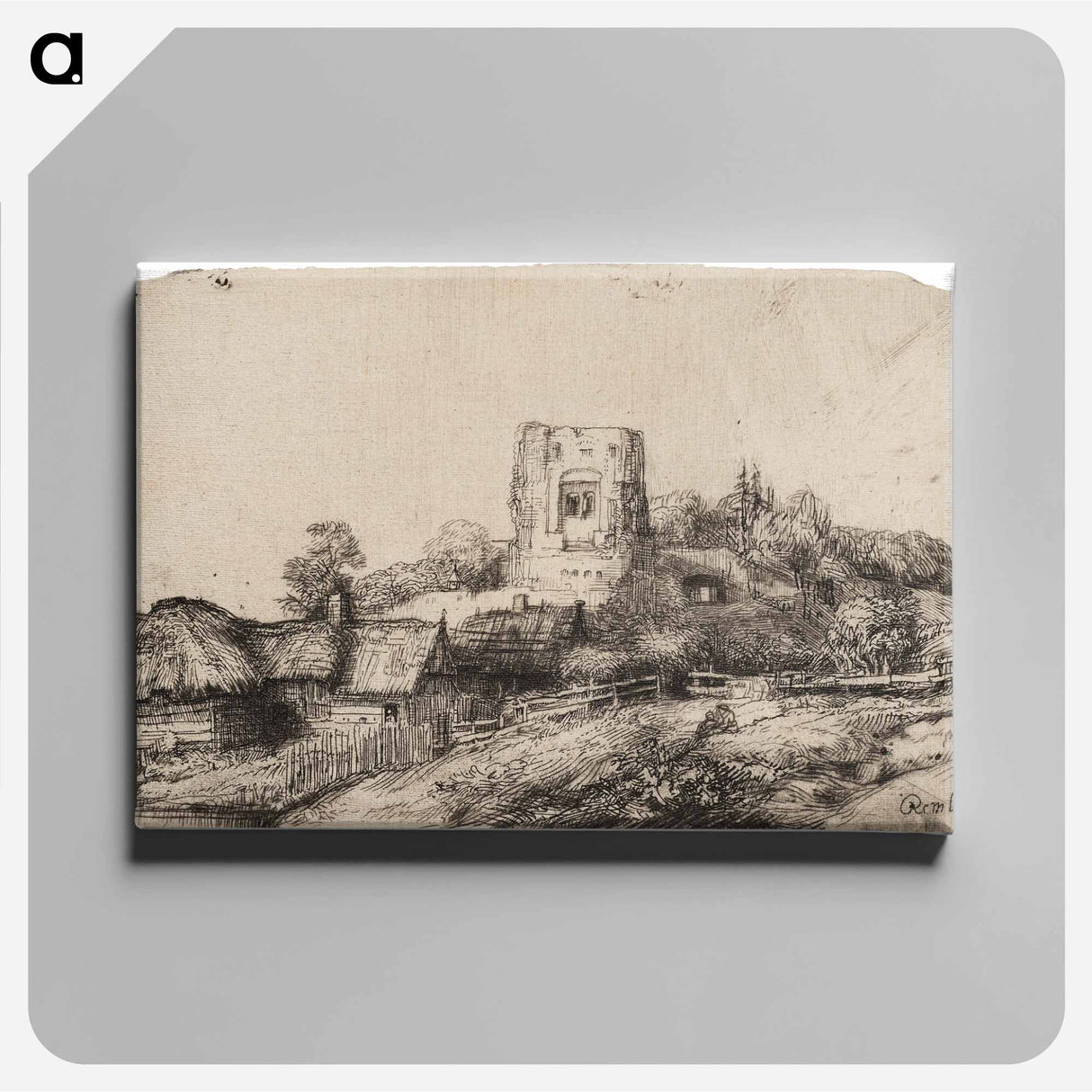アートパネル-Landscape with a Square Tower - レンブラント ファン レイン Canvas.