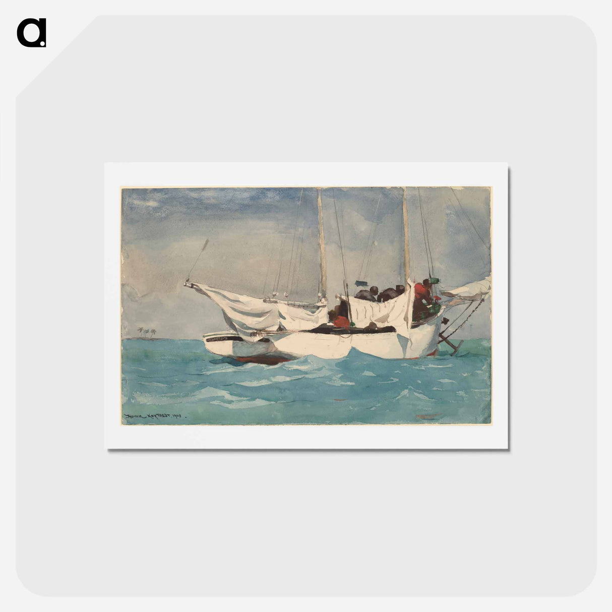 アートポストカード-Key West, Hauling Anchor - ウィンスロー ホーマー Postcard.