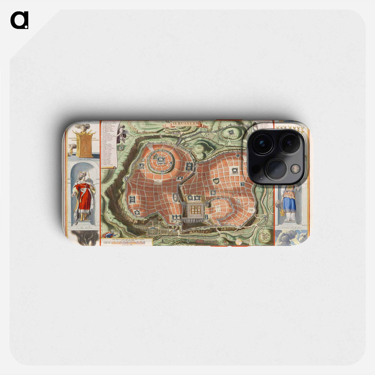 Gezicht op de Tempelberg van Jeruzalem vanuit het oosten - アンティーク地図 Phone Case.