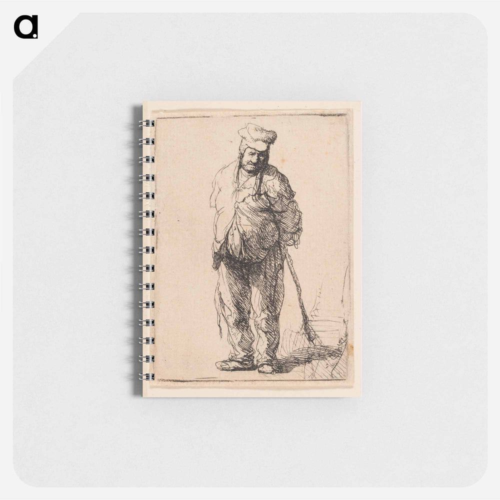 Ragged Peasant with His Hands behind Him, Holding a Stick - レンブラント ファン レイン Memo.