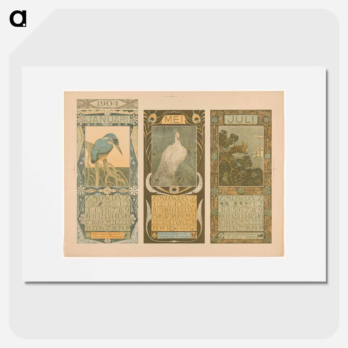 Calendars for January, May 1904 by Theo van Hoytema - Theo van Hoytema Poster.