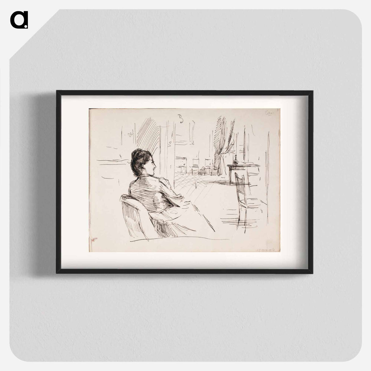 Interiööri jossa taiteilijan vaimo ellan - アルバート エーデルフェルト Poster.