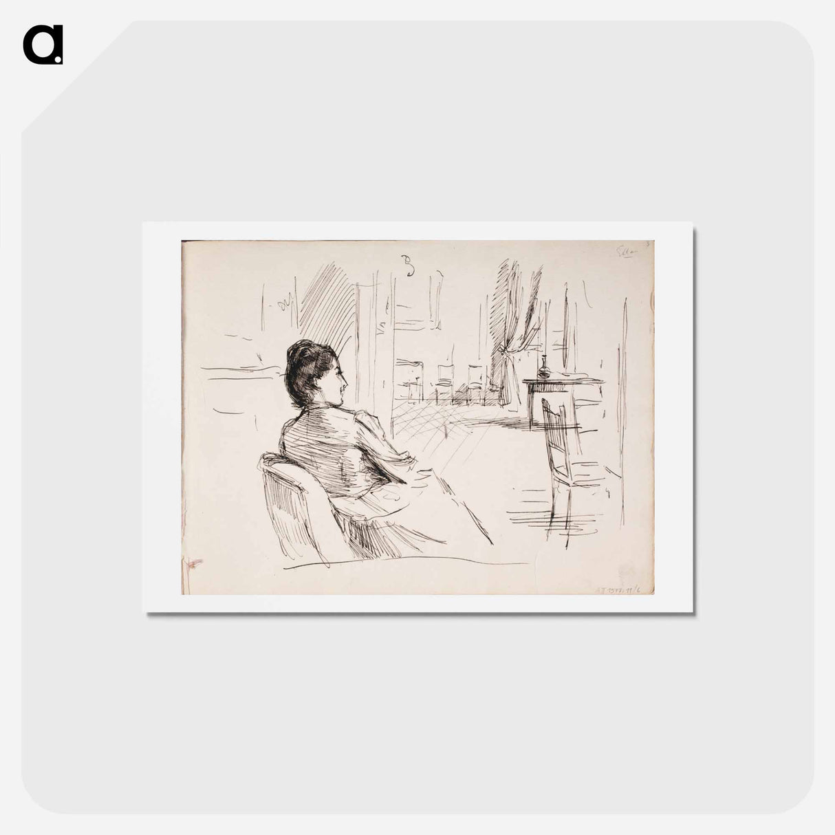 Interiööri jossa taiteilijan vaimo ellan - アルバート エーデルフェルト Postcard.