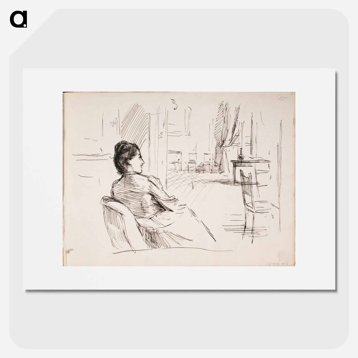 Interiööri jossa taiteilijan vaimo ellan - アルバート エーデルフェルト Poster.