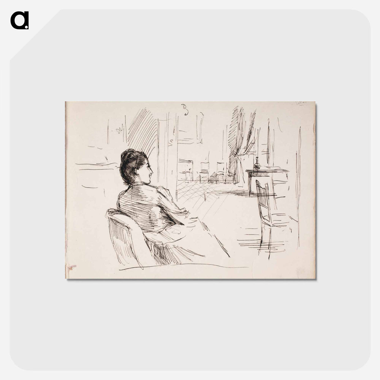 Interiööri jossa taiteilijan vaimo ellan - アルバート エーデルフェルト Postcard.