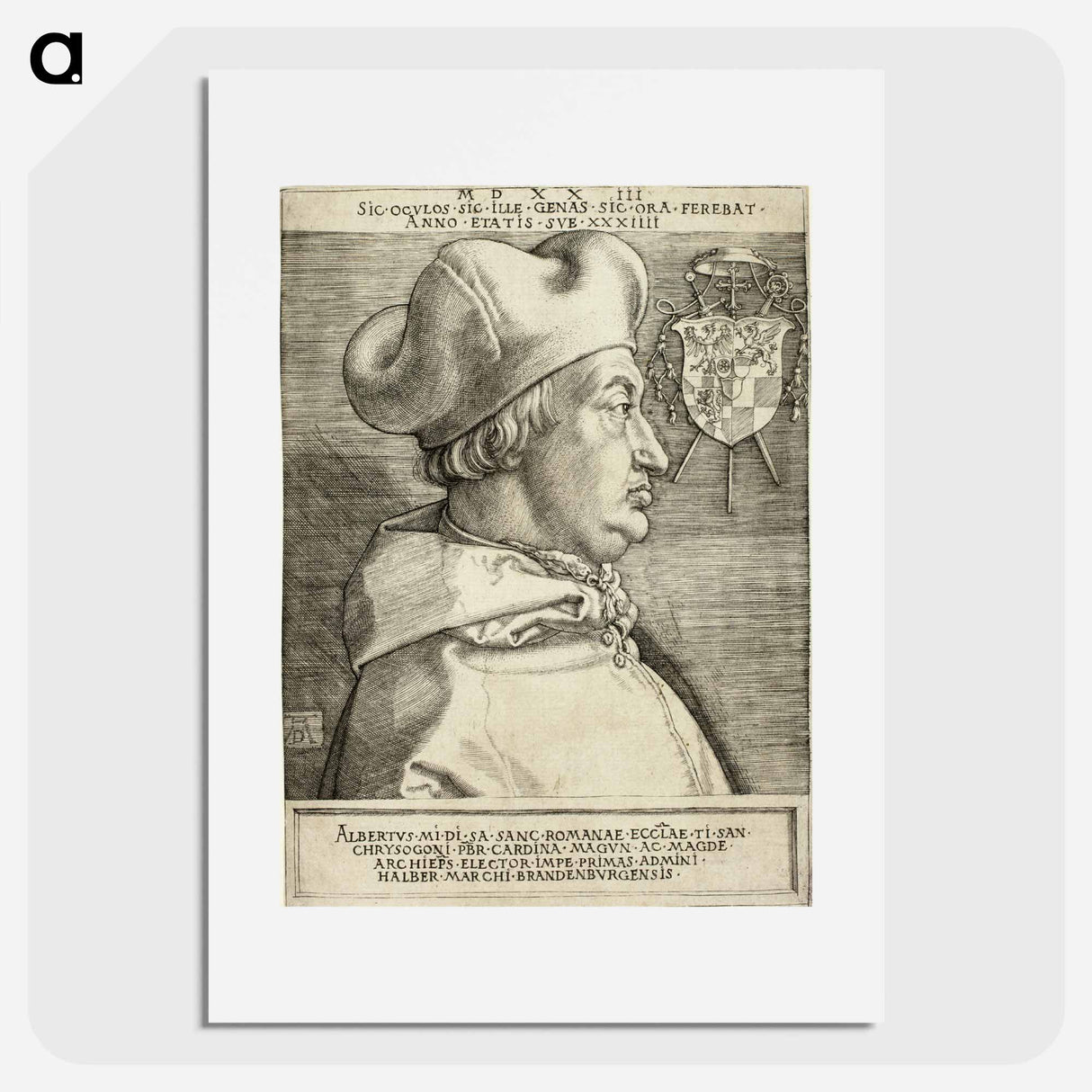 アートポスター-Cardinal Albrecht of Brandenburg - アルブレヒト デューラー Poster.
