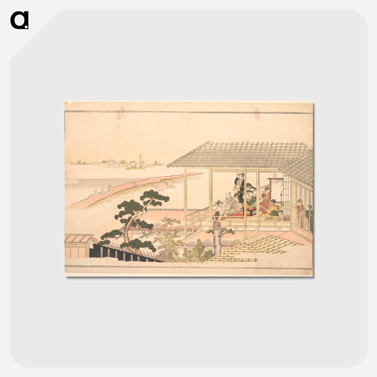 アートポストカード-A Party of Merrymakers in a House in the Yoshiwara on a Moonlight Night - 喜多川 歌麿 Postcard.